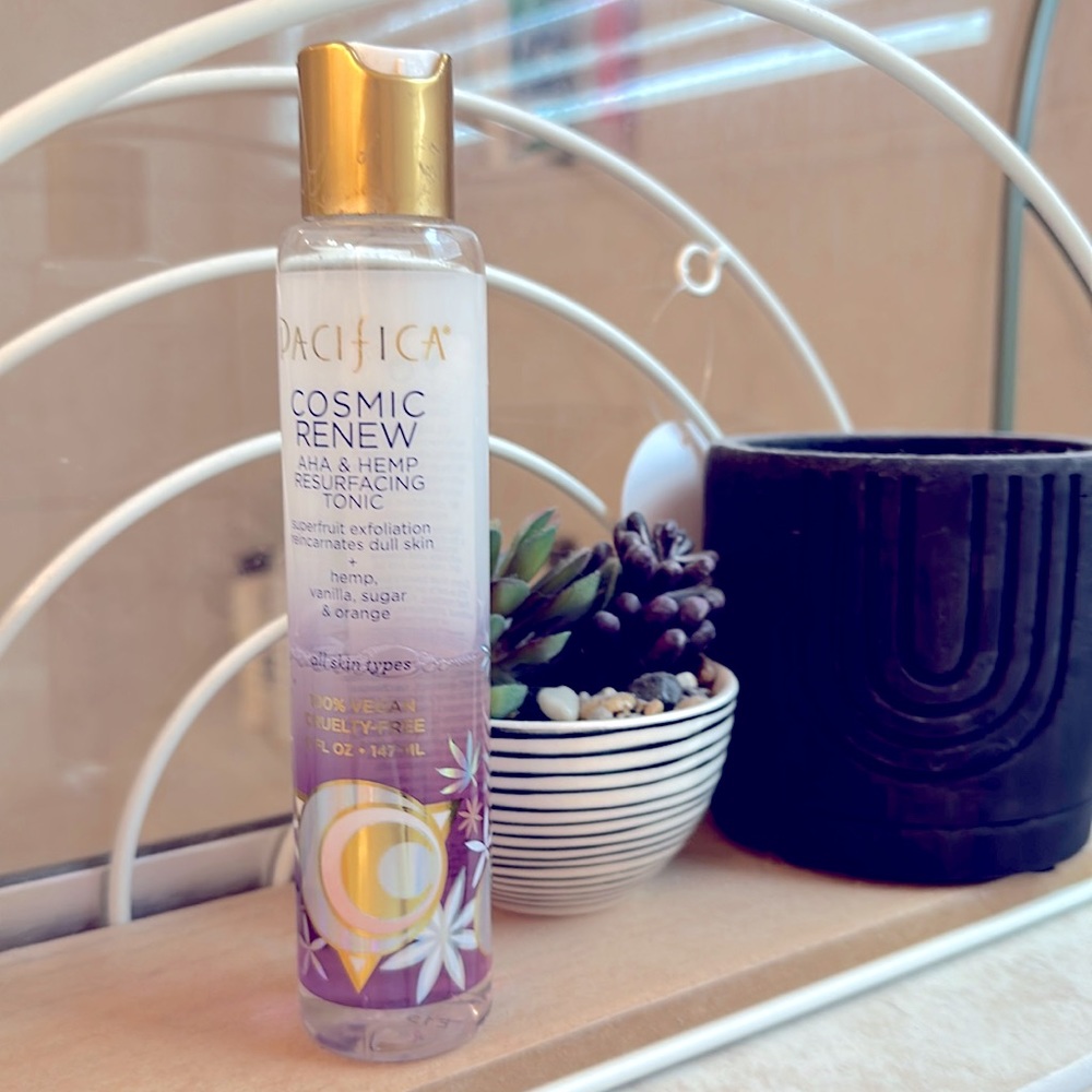 Pacifica CRUELTY FREE cosmic renew AHA & Hemp resurfacing tonic/toner 1/2 bottle
